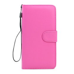 Samsung Galaxy S6 Edge Plus Folio Flip Leather Wallet Case with Strap (Hot Pink)